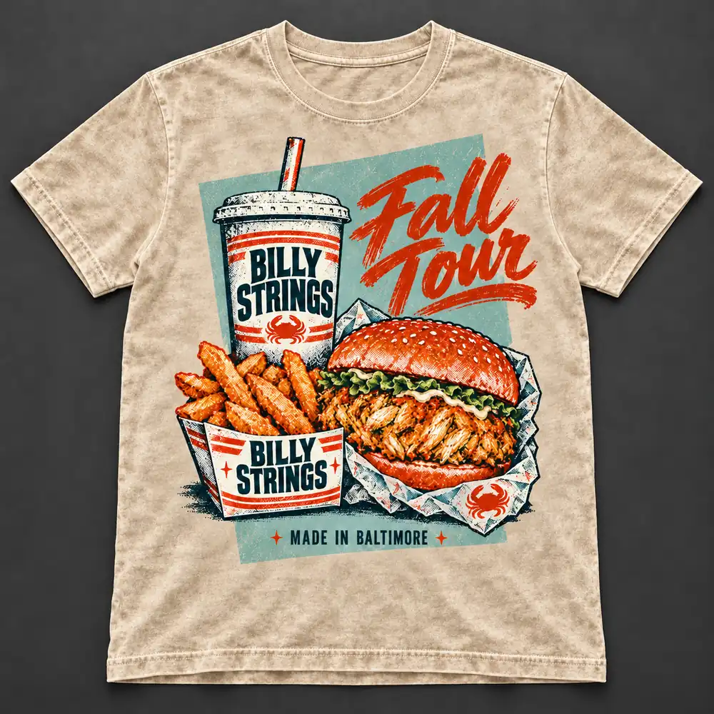 Billy Strings Fall Tour At CFG Bank Arena Baltimore Maryland United States On October 30 And 31, 2026 Merch Acid Washed T-Shirt