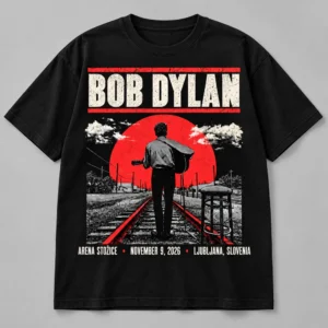Bob Dylan EU UK Tour 2026 Arena Stozice Ljubljana November 9 Black T-Shirt