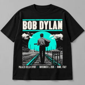 Bob Dylan EU UK Tour 2026 Palazzo dello Sport Rome November 5 Black T-Shirt