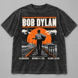 Bob Dylan EU UK Tour 2026 Salzburgarena Salzburg November 14 Black Acid Washed T-Shirt