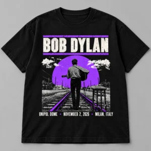 Bob Dylan EU UK Tour 2026 Unipol Dome Milan November 2 Black T-Shirt