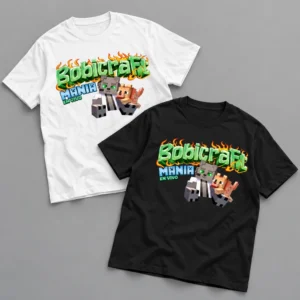 Bobicraft Mania En Vivo single-sided T-shirt mockup in black and white