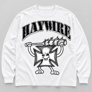 Haywire 617 Flex Your Head white long sleeve shirt front flatmock