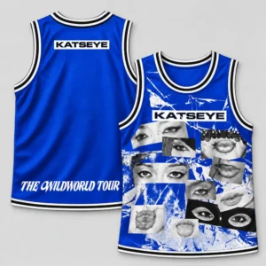 KATSEYE Wildworld Tour Hamilton 2026 Blue Eyes And Lips Round Neck Basketball Jersey Shirt