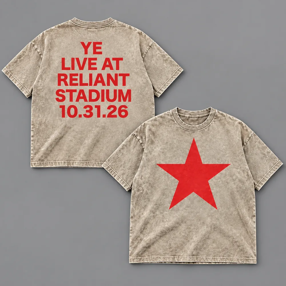 Kanye West YE Live at Reliant Stadium October 31 2026 Beige Acid Washed T-Shirt Merch