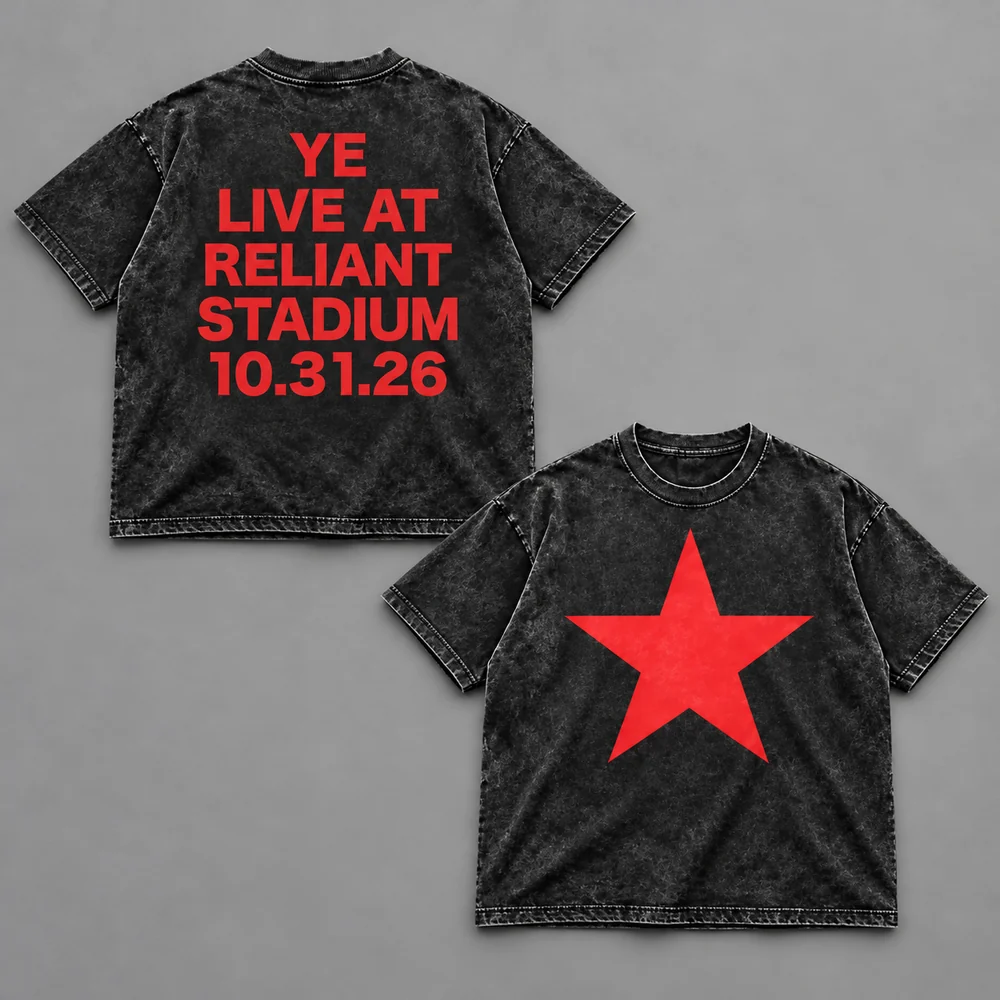 Kanye West YE Live at Reliant Stadium October 31 2026 Black Acid Washed T-Shirt Merch