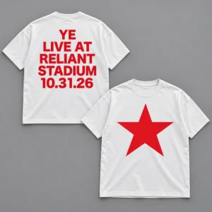 White Kanye West YE Live at Reliant Stadium two-sided T-shirt, October 31 2026