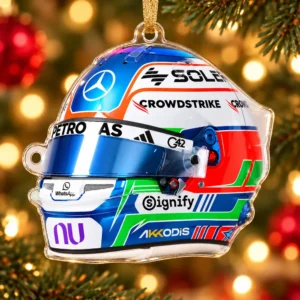 Kimi Antonelli Mercedes F1 2026 Tricolor Helmet Acrylic Christmas Ornament Racing Fan Gift