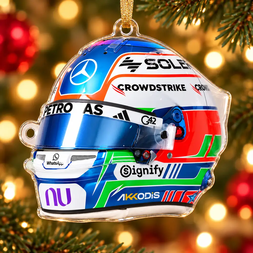 Kimi Antonelli Mercedes F1 2026 Tricolor Helmet Acrylic Christmas Ornament Racing Fan Gift