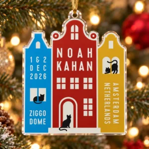 Noah Kahan The Great Divide Tour Amsterdam Ziggo Dome 2026 Canal Cats Custom Shape Acrylic Christmas Ornament