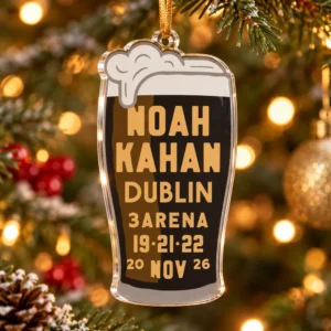 Noah Kahan The Great Divide Tour Dublin 3Arena 2026 Stout Pint Custom Shape Acrylic Christmas Ornament