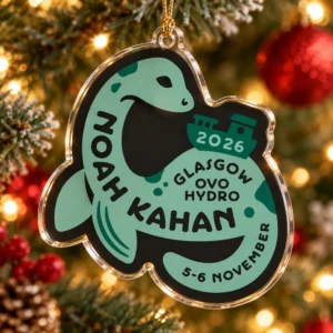 Noah Kahan The Great Divide Tour Glasgow OVO Hydro 2026 Nessie Custom Shape Acrylic Christmas Ornament