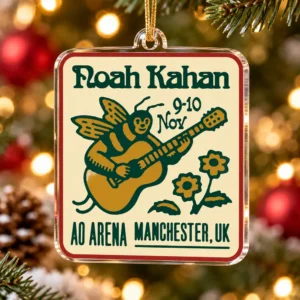 Noah Kahan The Great Divide Tour Manchester AO Arena 2026 Guitar Bee Custom Shape Acrylic Christmas Ornament
