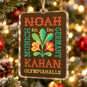 Noah Kahan The Great Divide Tour Munich Olympiahalle 2026 Floral Custom Shape Acrylic Christmas Ornament