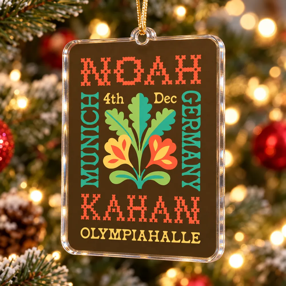 Noah Kahan The Great Divide Tour Munich Olympiahalle 2026 Floral Custom Shape Acrylic Christmas Ornament