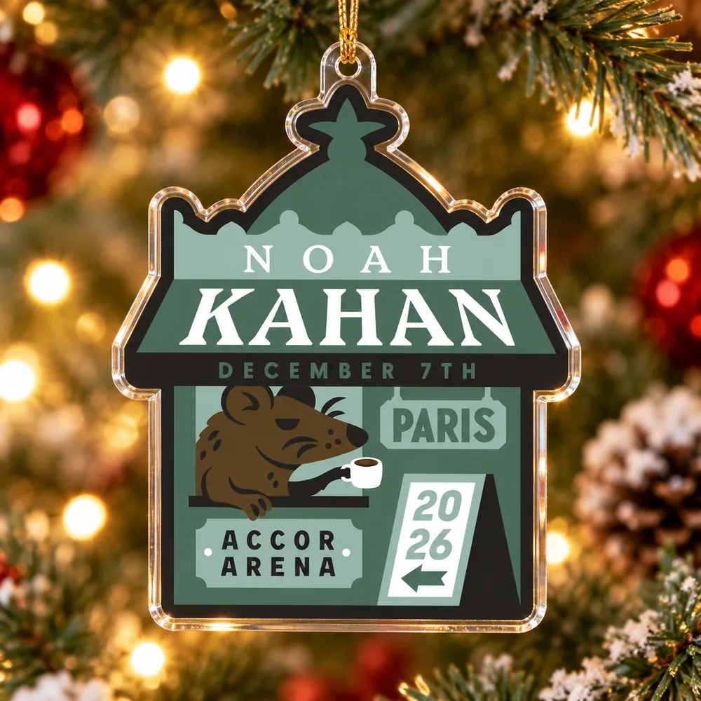 Noah Kahan Paris Accor Arena 2026 Coffee Kiosk acrylic Christmas ornament