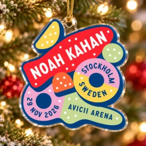 Noah Kahan The Great Divide Tour Stockholm Avicii Arena 2026 Candy Custom Shape Acrylic Christmas Ornament