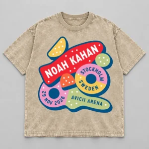 Noah Kahan The Great Divide Tour at Avicii Arena Stockholm Sweden on November 29, 2026 Merch Candy Beige Acid Washed T-Shirt
