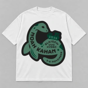 Noah Kahan The Great Divide Tour at OVO Hydro Glasgow Scotland on November 5 and 6, 2026 Merch Nessie White T-Shirt