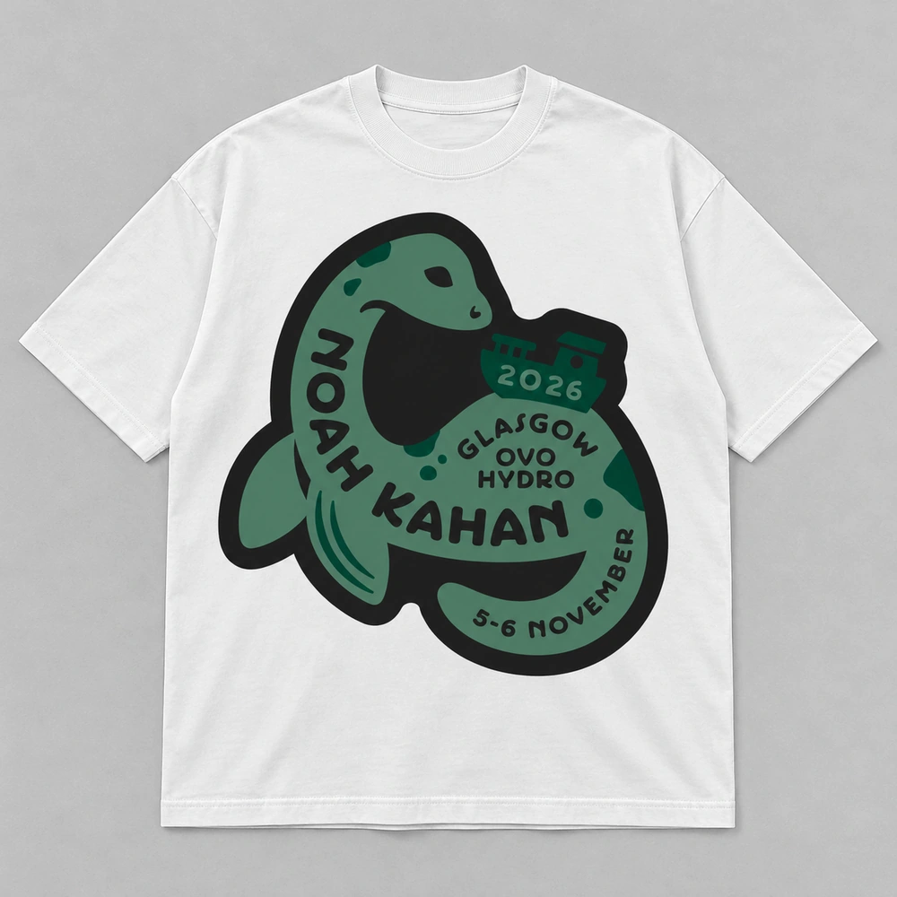 Noah Kahan The Great Divide Tour at OVO Hydro Glasgow Scotland on November 5 and 6, 2026 Merch Nessie White T-Shirt