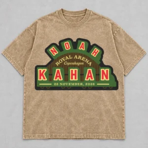 Noah Kahan The Great Divide Tour at Royal Arena Copenhagen Denmark on November 28, 2026 Merch Vintage Sign Beige Acid Washed T-Shirt