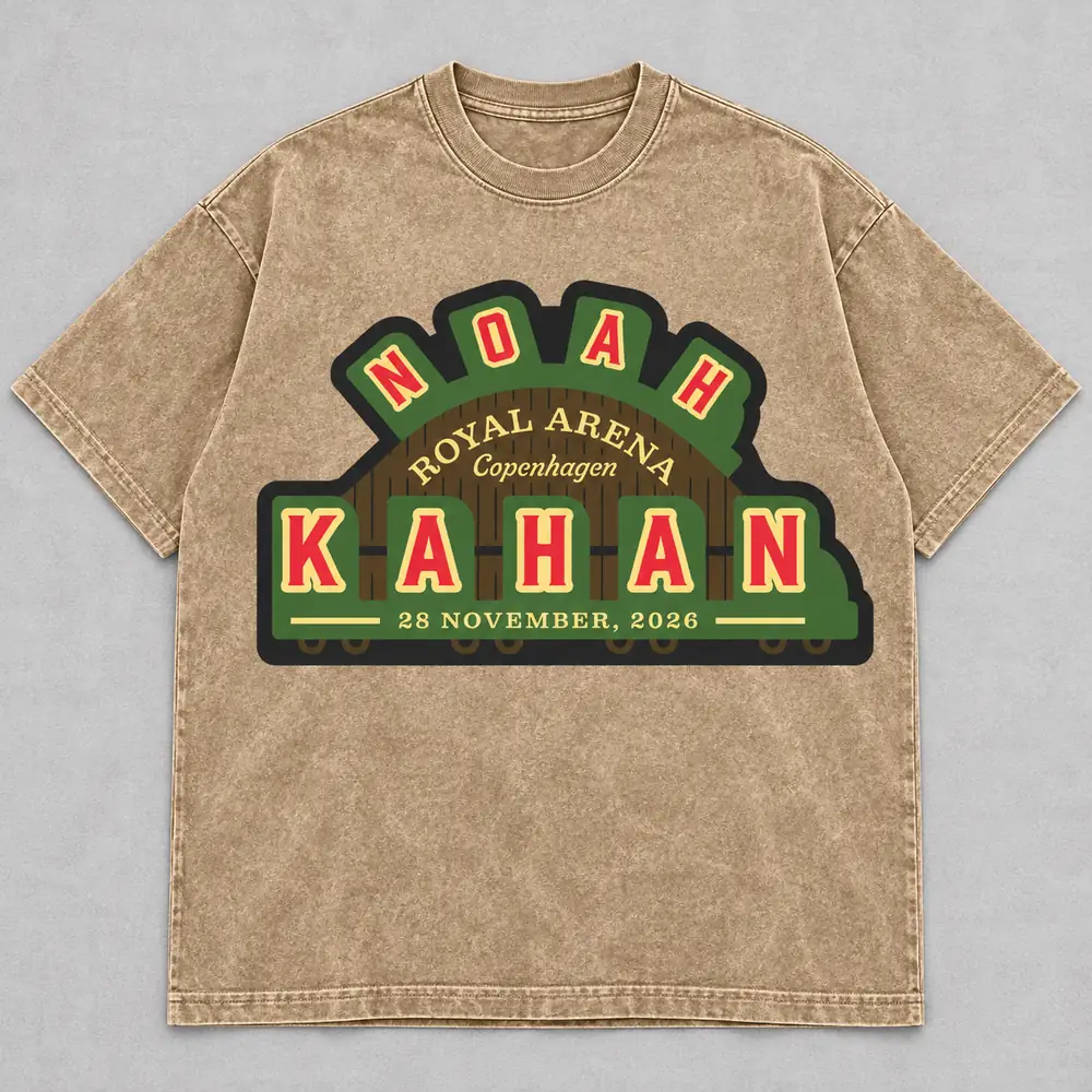 Noah Kahan The Great Divide Tour at Royal Arena Copenhagen Denmark on November 28, 2026 Merch Vintage Sign Beige Acid Washed T-Shirt
