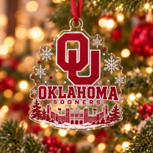 Oklahoma Sooners NCAA Christmas 2026 Custom Shape Acrylic Ornament Holiday Tree Decoration Fan Gift