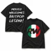 Robbie Williams Britpop World Tour Mexico City October 7 2026 Palacio de los Deportes Mexico Flag RW Logo Black Two-Sided T-Shirt