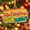 Subway Footlong Deli Sandwich and Arrow Logo Christmas Custom Shape Acrylic Ornament
