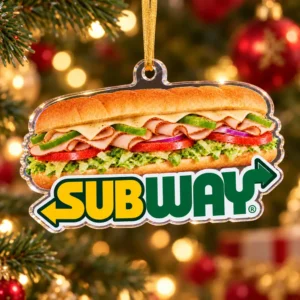 Subway Footlong Deli Sandwich and Arrow Logo Christmas Custom Shape Acrylic Ornament