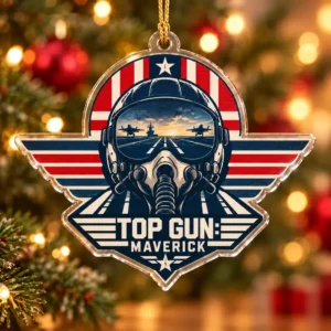 Top Gun Maverick Aviator Helmet Custom Shape Acrylic Christmas Ornament Gift for Fans