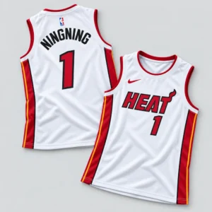 aespa Ningning Miami Heat Number 1 White Round Neck Basketball Jersey Shirt