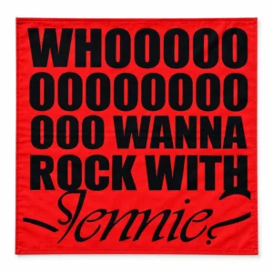 Red Jennie BLACKPINK Coachella Who Wanna Rock With Jennie bandana flat lay